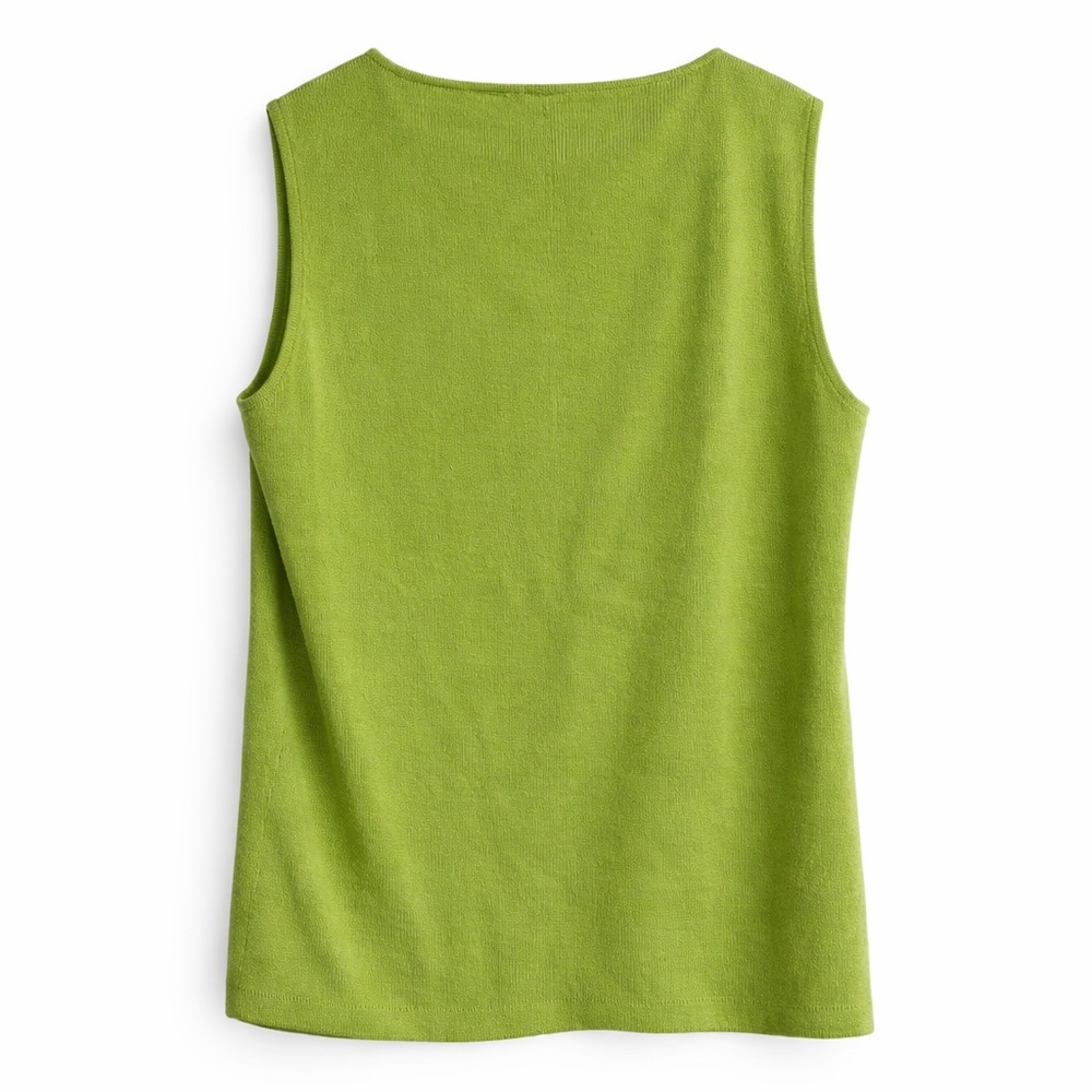 G Knitwear Chartreuse Green Sleeveless Knit Sweater | Size Large - Picture 2 of 3